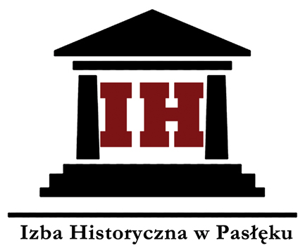  Logotyp Izby Historyczne. Litery I oraz H a nad nimi daszek pochyły dwuspadowy. Pod spodem napis 